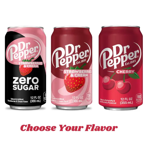 Dr Pepper Fruit Soda - 12 fl oz Cans, 12-Pack with Unique 23-Flavor Blend, Rich, Smooth, Delicious Refreshing Beverage (Customizable Selection)