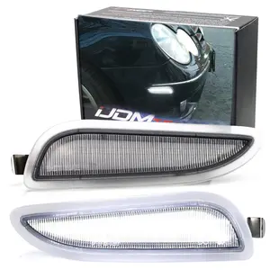 iJDMTOY Clear Lens White Full LED Bumper Side Marker Light Kit For Mercedes 2003-2009 W209 C209 CLK-Class Coupe, Powered by 30-SMD LED