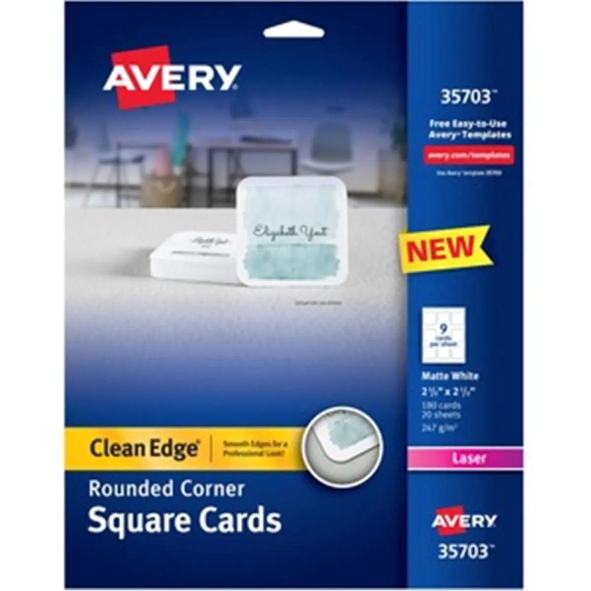 Avery AVE35703 Laser Printable Multipurpose White Cardstock Business Cards - Die-Cut, Personalized Message, Plain Options - Pack of 180, Die-Cut Business Cards, Personalized Message Business Cards