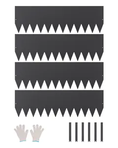 【FathersDayGift】VEVOR Steel Landscape Edging, 4 Packs 40 x 12 in Rust-Resistant Metal Landscape Edging, Bendable Garden Edging Border, Heavy Duty Lawn Edging, Easy-to-Install, Flower Bed Yard Pathway Divider Black