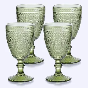 Green  Glasses set of 4, Green Goblets,  Drinking Glassware, Colored Glassware Set for Party  Wedding  Shower