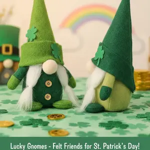 St Patrick's Day Decorative Dolls Figurine with Green Hat，  Perfect for Festive Celebrations, Ideal St Patricks Accessories