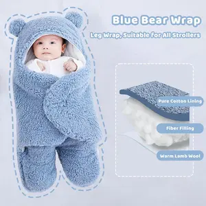 Baby Swaddle Blanket Boys Girls Cute Bear Plush Essential Receiving Blanket Ultra-Soft Newborn Registry Sleeping Wraps for Infant 0-6 Months - Blue baby  items butterfly  swaddle