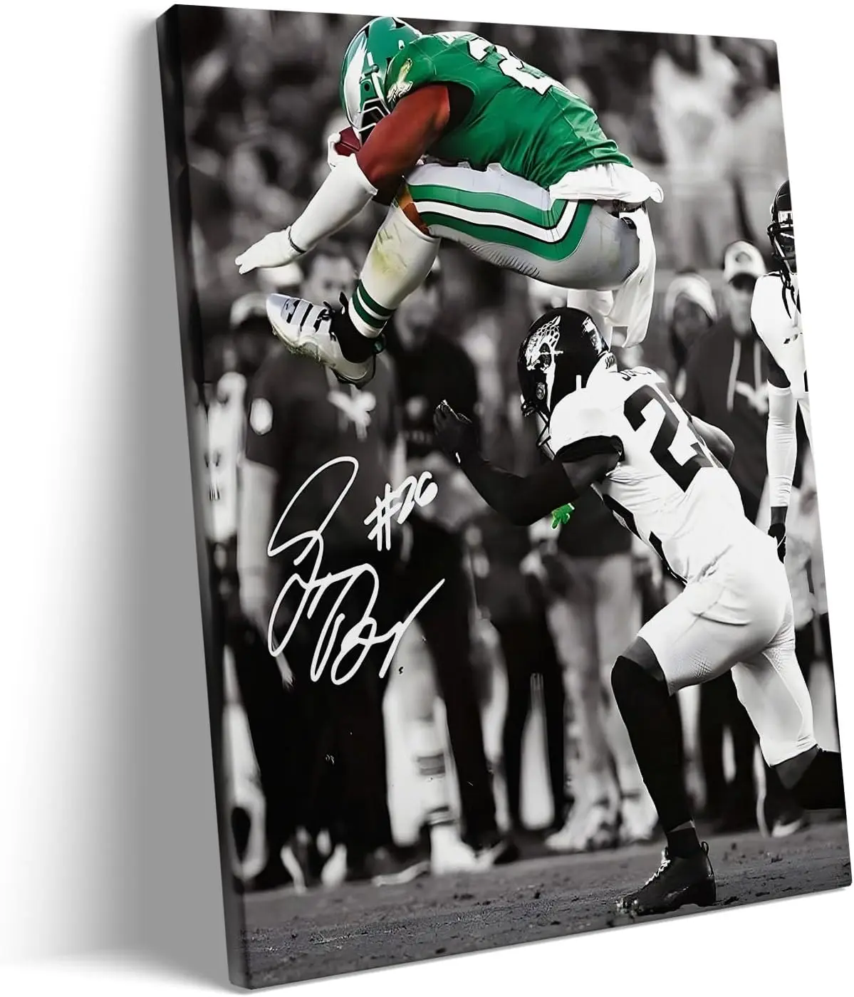 American Football Sports Canvas Wall Art Saquon Barkley Framed Poster Wall Decor Print For Kids Teen Birthday Gifts Rugby Star Pictures for Living Room Bedroom Home Decoration, Christmas, Friend