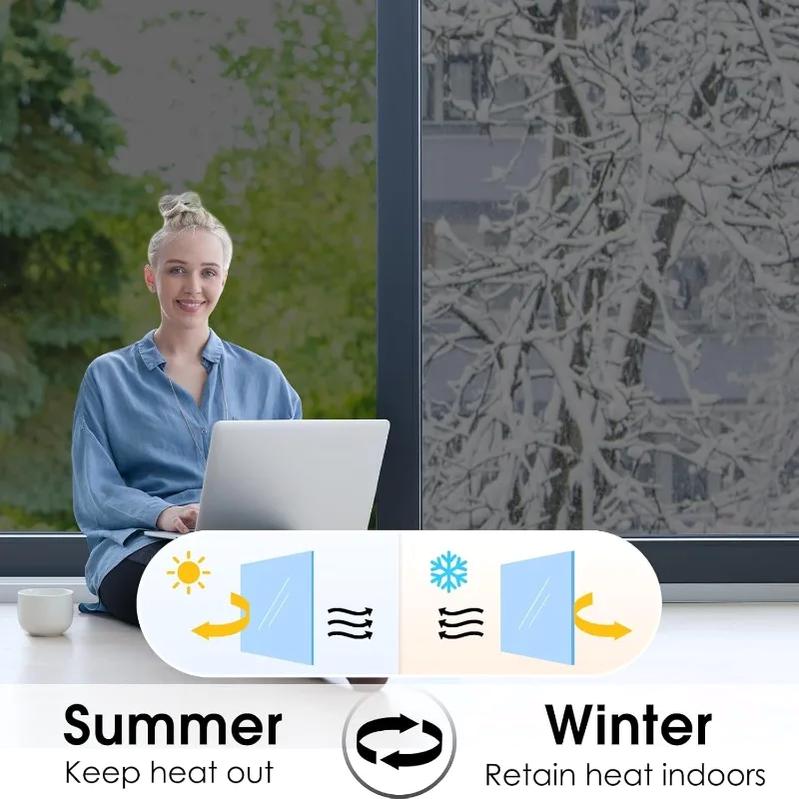 One Way Mirror Window Film - See Out Not In Daytime Privacy Tint, Heat Control UV Protection Static Cling Glass Cover for Home Office