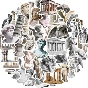 Vintage Ancient Greece Rome History Artistic Sticker, 50pcs/set Romanesque Art Statue Sticker, Decorative Sticker for Laptop, Water Bottle, Scrapbook, Journal, Ornaments