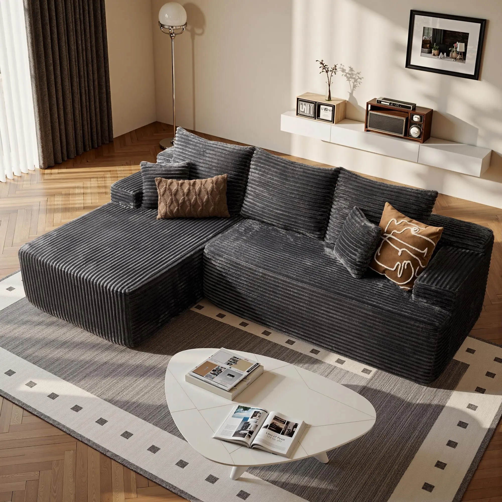 96“Grey-left-facing Chaise