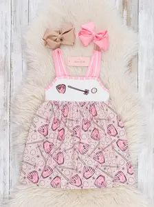 Baseball Swing Time Embroidered Ruffle Dress