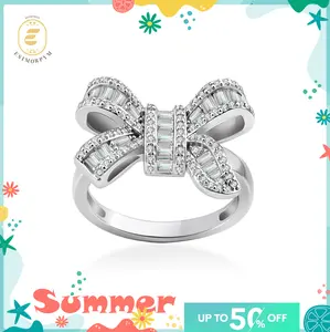 Moissanite Ribbon Bow Ring Wedding Engagement Anniversary Valentine's Day Birthday Gift Daily Wear men woman gift fashion jewelry