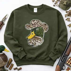 Western Mallard Duck Sequin Patch Sweatshirt