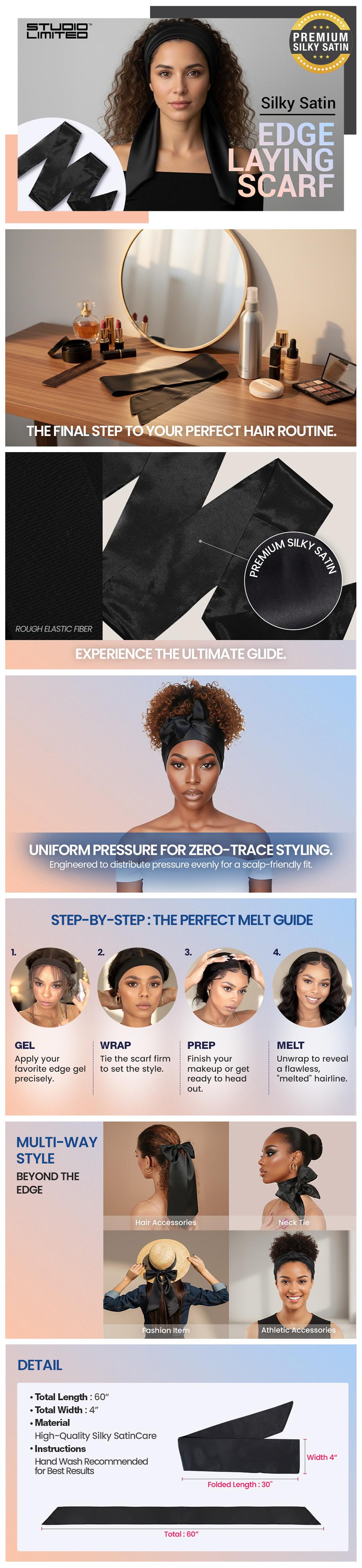 Studio Limited Premium Silky Satin Edge Scarf