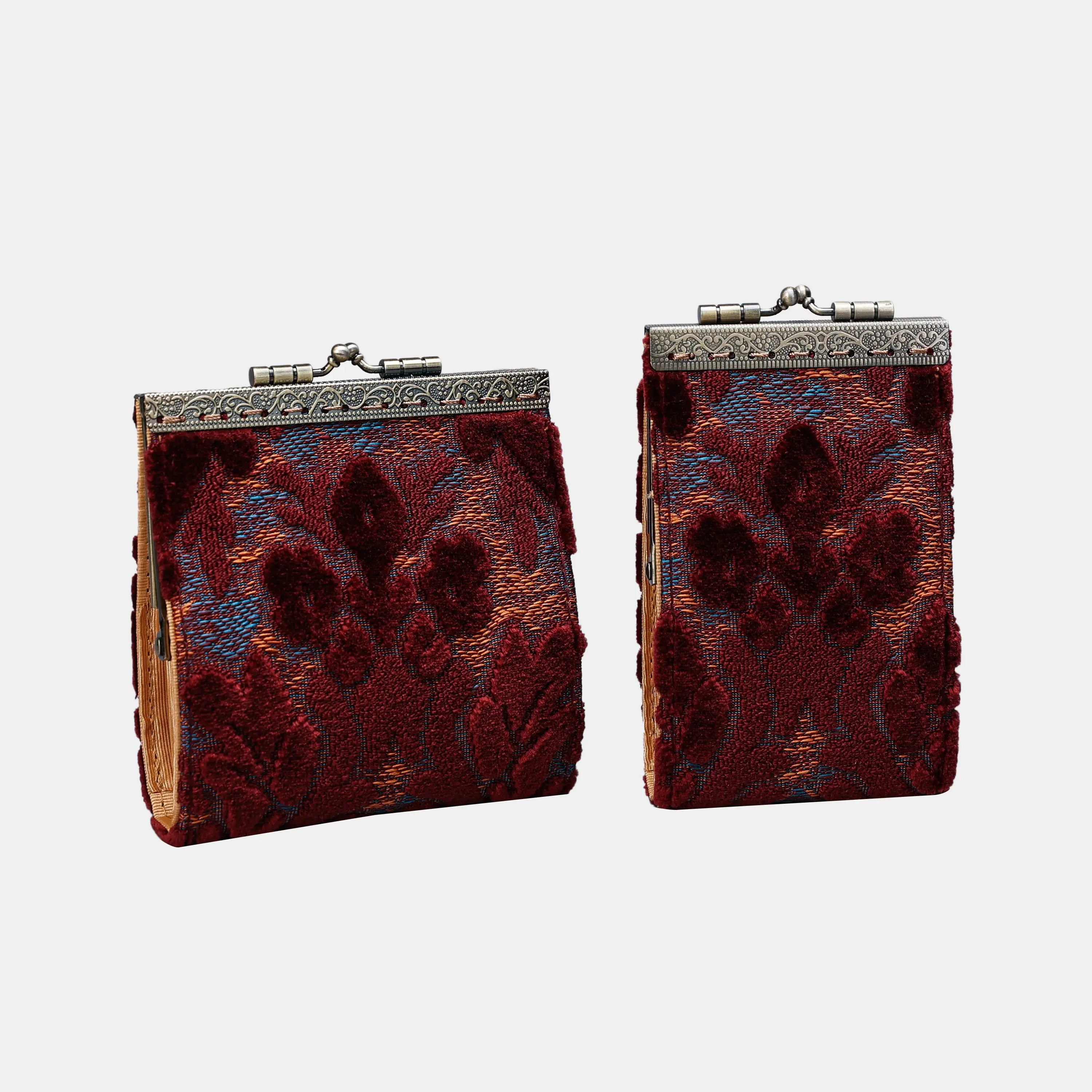 Burnout Velvet Wine Card Wallet Card Carrying Holder Credit Card Holder