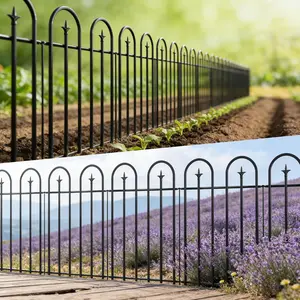 ARIFARO 36" H x 28" W No Dig Garden Fence, 5 Panels 10ft Black Metal Garden Decor, Garden Raised Bed Rustproof Easy Assembly Garden Border for Flower Bed, Yard, Patio
