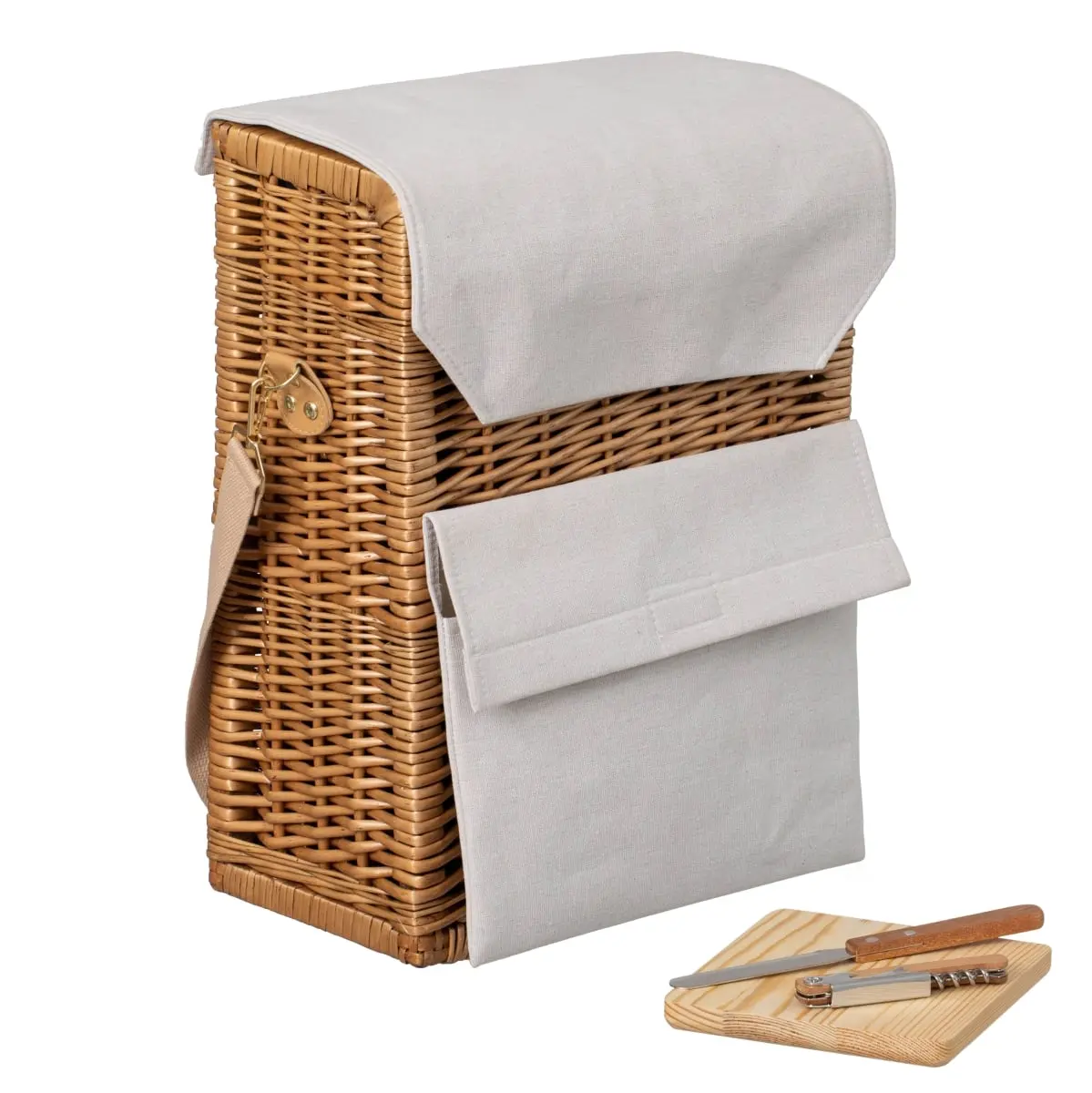 360 stand Rustic Woven Willow Picnic Basket for Wine Lovers, Large Carrier with Wine Holder & Cheese Board Set, Easy Carry for Beach & Family Picnics, Outdoor Camping Supplies, Picnic Date