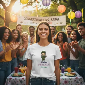 US Veteran | Crewneck T‑Shirt | Thank a Female Veteran