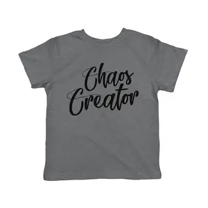 Toddler Chaos Creator T Shirt Funny Trouble Maker Baby Infant T Shirt Kids Gift Funny Toddler Shirts Childrens Graphic Tees Dark Grey