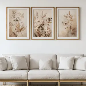 Artistic Modern Cool Design Floral Canvas Print Set, Spring Summer Plant Landscape Wall Art, Unframed Home Office Decor, 3-Piece Set
