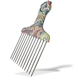 Stainless Steel Professional Hair Styling Pick Comb, Ideal for Afro and Curly Hair, Unisex Design