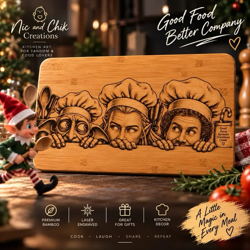 Engraved Bamboo Cutting Board – Fantasy Elf Chefs