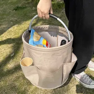 Foldable Multi-Functional Handheld Storage Basket, Outdoor Picnic Camping Tool Bucket, Waterproof Oxford Fabric Organizer