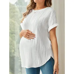 Maternity short-sleeve tops, casual summer white and black T-shirts, maternity blouses