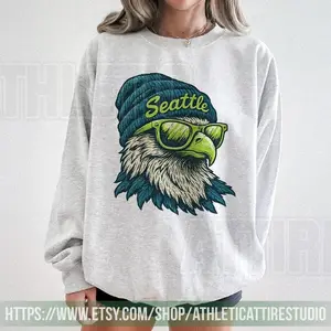 Seattle Football Mascot Hoodie/ Sweatshirt/ T-Shirt, Seattle Football Crewneck shirt, Seahawk Fan Gift, Retro Seattle Football Fan [Tshirt - Sweatshirt - Hoodie]