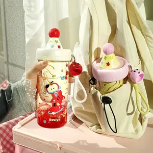 650ml/22oz High-Quality Tritan Water Bottle with Straw & Dust Cap  Cute House & Fruit Print Design, Portable & Durable for Travel, Camping, Birthday Gifts, Holiday Gifts, Cute Water Bottle, Camping Drinkware, Cute Drinkware, Bpafree Materia