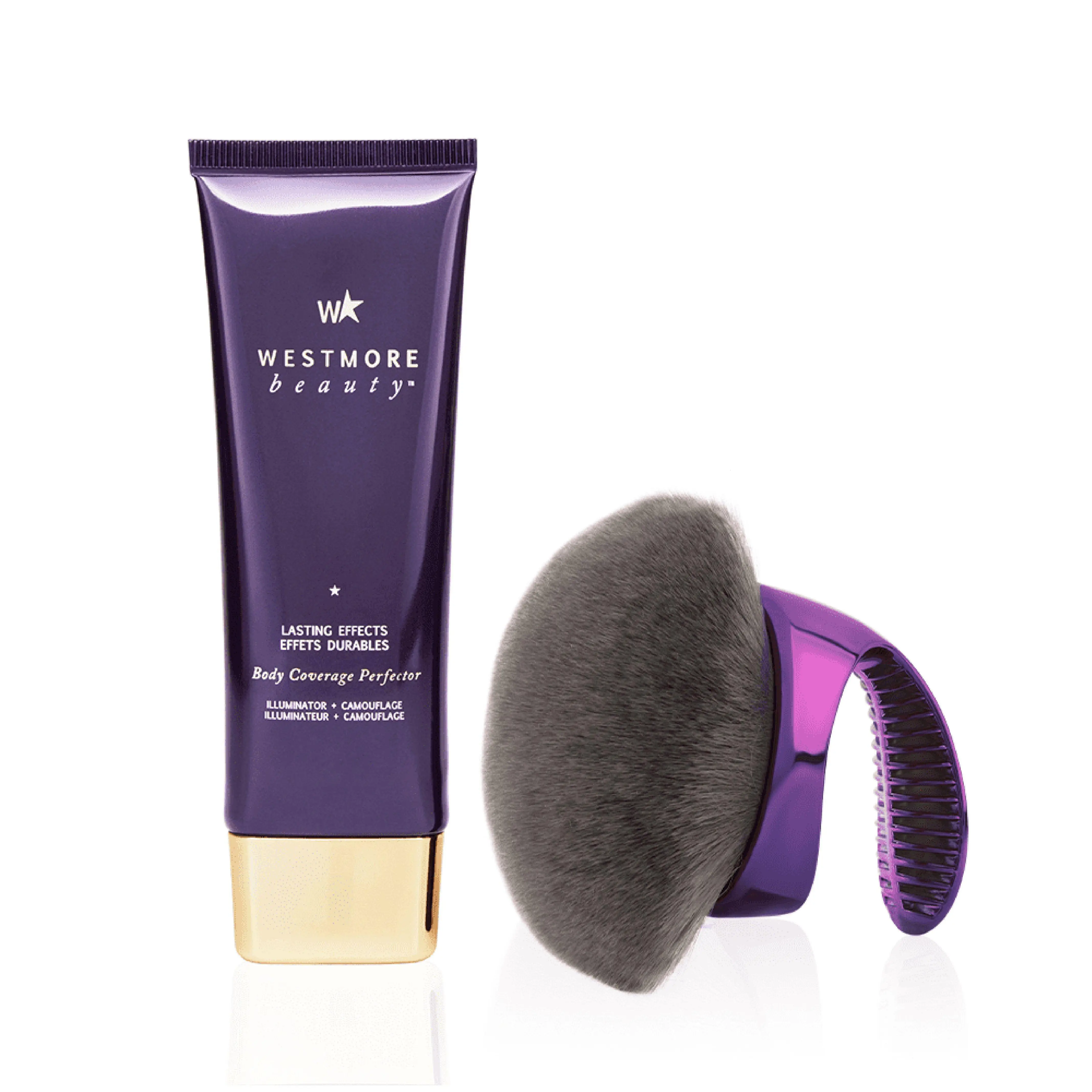 Westmore Beauty Body Coverage Perfector 3.5oz + X-Large Buffer Brush - Flawless Body Makeup, Concealer for Scars, Spots, Veins, Tattoos and More Blen