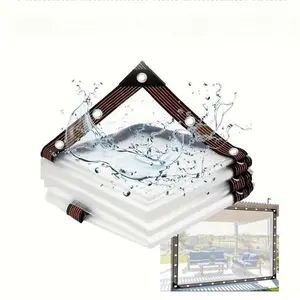 Transparent Waterproof Fabric with Drawstring Ring, Durable Water-Resistant Material, Ideal for Outdoor Use, Versatile & Lightweight Design