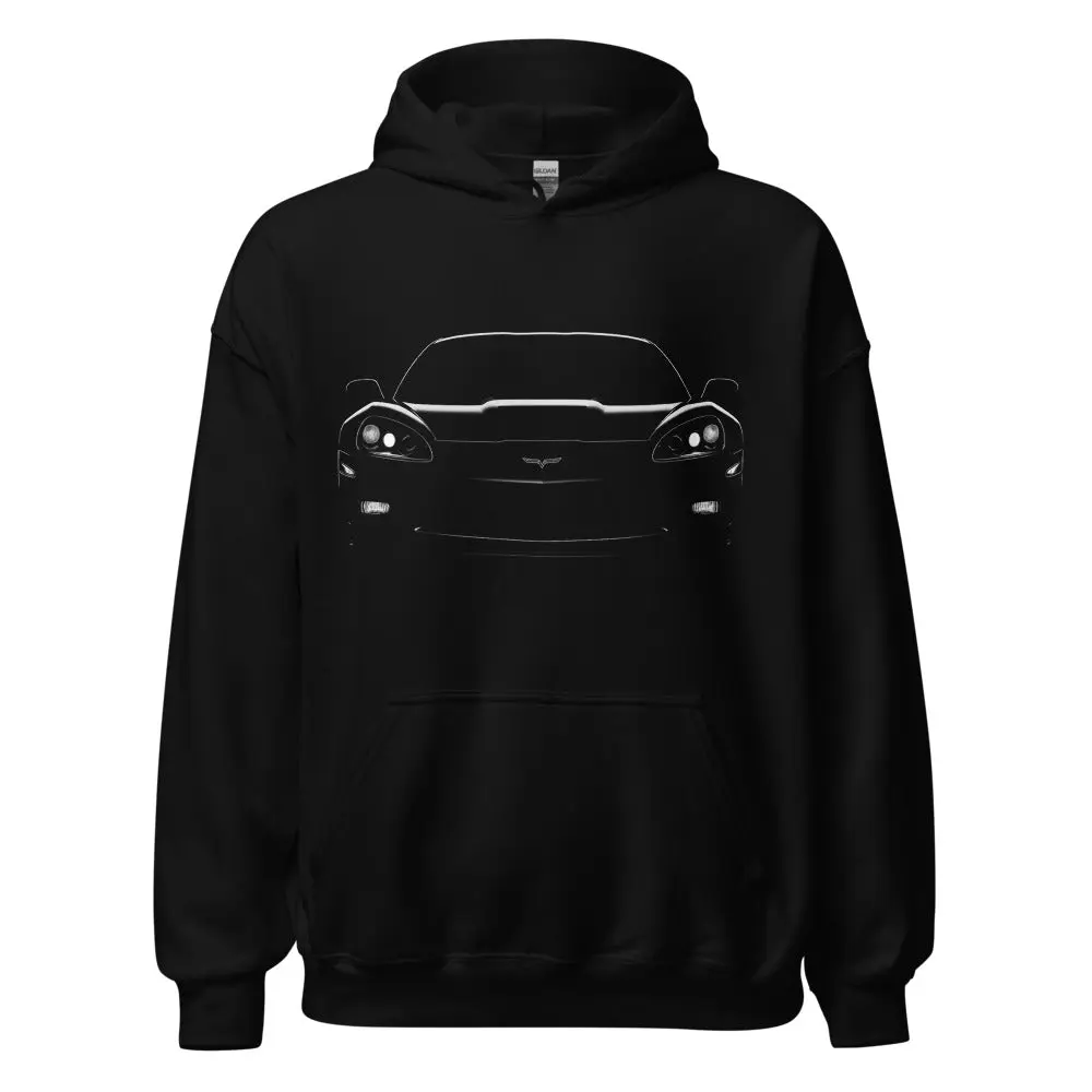 C6 Corvette Hoodie – Blacked Out Front View Headlights Graphic | American Sports Car Pullover