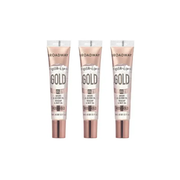 Broadway 3 Pack BCLG10D1 Rosegold Lipgloss Vita-Lips Glossy Makeup Lip Gloss