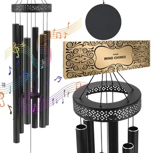 VEVOR Wind Chimes for Outside, 58 in, Deep Tone Wind Chimes with 6 Tubes, Unique Large Memorial Wind Chimes for Anniversary, Amazing Outdoor Decor for Your Patio, Porch, Garden and Backyard, Black