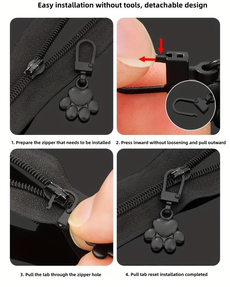 5pcs Cat Claw Metal Zipper Head Pull Tab Detachable Clothes Luggage Jacket Replacement Additions Zipper Head Pendant Repair Artifact
