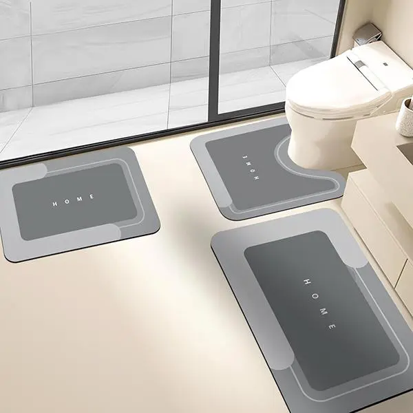 3-piece diatomite anti-slip bathroom mat sets, including toilet mat and floor mat, dries quickly, essential for home use, new choice for home decoration and house decor non-slip absorbent bathmat Memory quick-dry geometric bathroom mat, Non Slip Shower Ma