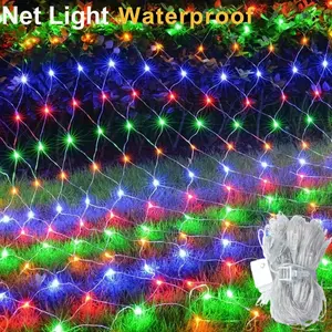 1.5mx1.5m Net Lights Bush Net Lights Outdoor Mesh Lights 8 Modes Outside Garden Twinkle Lights For Patio Wall Roof Balcony Christmas