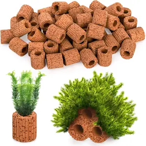 50 Pcs Aquatic Water Plant Fixed Rings, Ceramic Aquarium Plant Holder Weights Aquarium Landscape Cultivation Fixed Cup Pottery Plants Pot Gravity Ring for Fish Tank Accessories