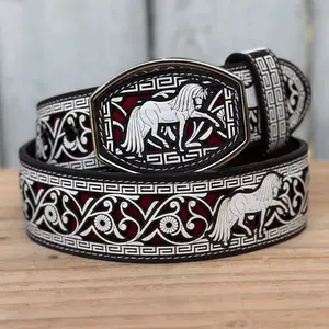 "Horses" Artisan Western Belt for Men