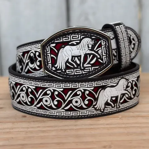 "Horses" Artisan Western Belt for Men