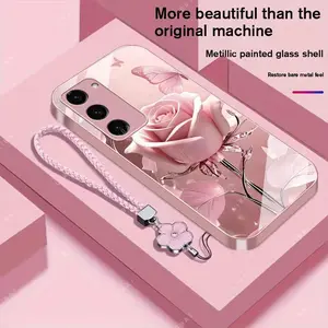 Suitable for [Galaxy S23 5g] high-end phone case，a beautiful four-leaf clover lanyard is included,exquisite and high-end design,a variety of colors are available for you to choose from YM99