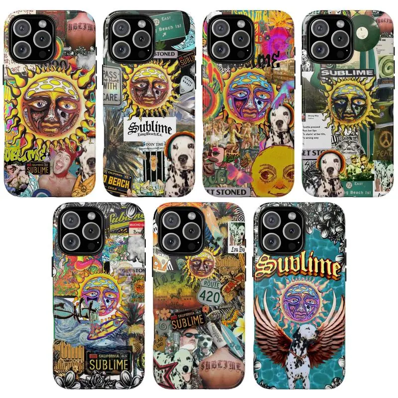 Sublime iPhone Case, Aesthetic Sublime Punk Rock Band Lou Dog Phone Case, Punk Rock Beach Case Suitable for iPhone 17-11 Pro Max/Plus and  Samsung Galaxy S23-25