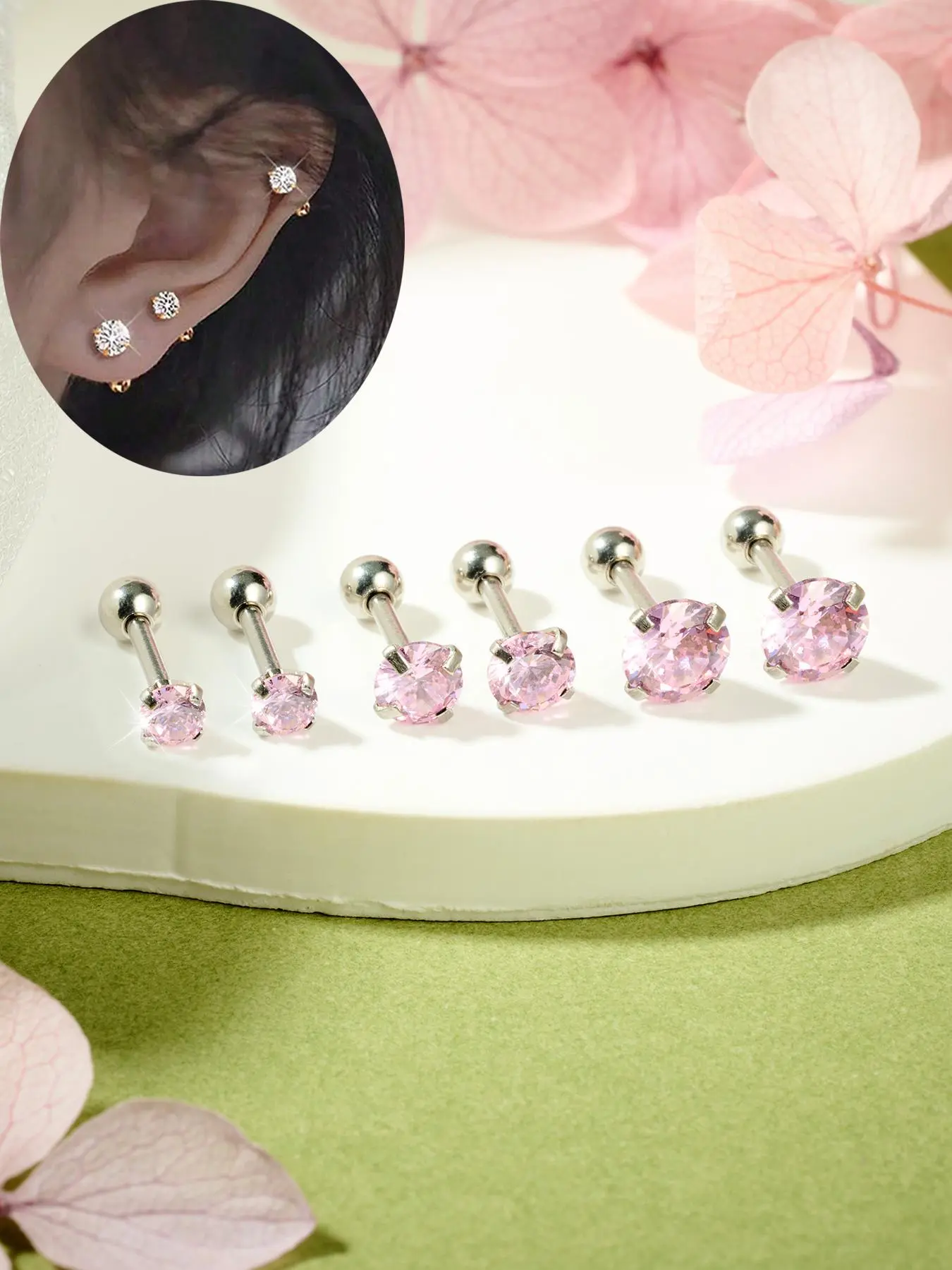 Rhinestone Decorated Nose Studs, Stainless Steel Nose Rings, Fashionable Body Jewelry, Body Jewellery, Nose Piercing Jewelry for Women & Girls, Trendy All-match & Exquisite Jewelry for Birthday Gift