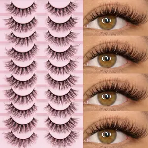 Natural Soft False Eyelashes Set, Durable Stem Strips, Makeup Enhancing Lashes, Fluffy Fake Eyelashes, Portable Travel, Stage, Wedding, Outdoor, High Quality Eyelashes
