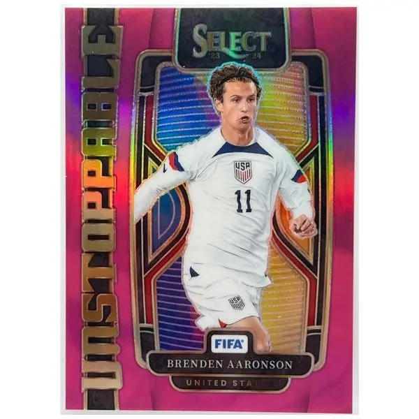 2023-24 Panini Select FIFA - Unstoppable Brenden Aaronson #1 Pink Prizm /25