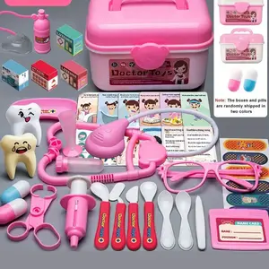 Kids Doctor Toy Set, 42-Piece Dental Playset with Dolls & Stethoscope, Pretend Medical Game for Boys Girls, Home Role-Play Gift, Dentist Play Set