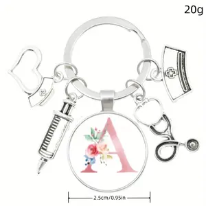 [Nurse Stethoscope Keychain] 1pc Nurse Stethoscope Keychain - Initial A-Z, Durable Iron Metal, Ideal for Bags & Backpacks, Perfect Gift for Nurses, Men & Women, Casual Style, Medical Theme, Nurse Accessories for Work