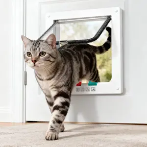 Cat Door for Windows Outer Size 11" * 9.8", Weatherproof Pet Door with 4 Way Lock, Cat Flap Door for Interior Exterior Doors, Window, Wall, Large Pet Doors with Magnetic Flap for Cats up to 25lb