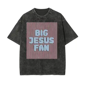 "Unisex Big Jesus Fan Unisex Washed T-Shirt Plus Size Shirt Cotton "