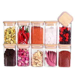10 Pcs Glass Food Storage Containers with Bamboo Airtight Lid and Labels