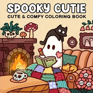 spooky cute Halloween Coloring Book for Adults & Teens, Creepy Cute Design, Perfect Halloween Gift Idea, Cozy Nordic Style Adult Coloring Activity