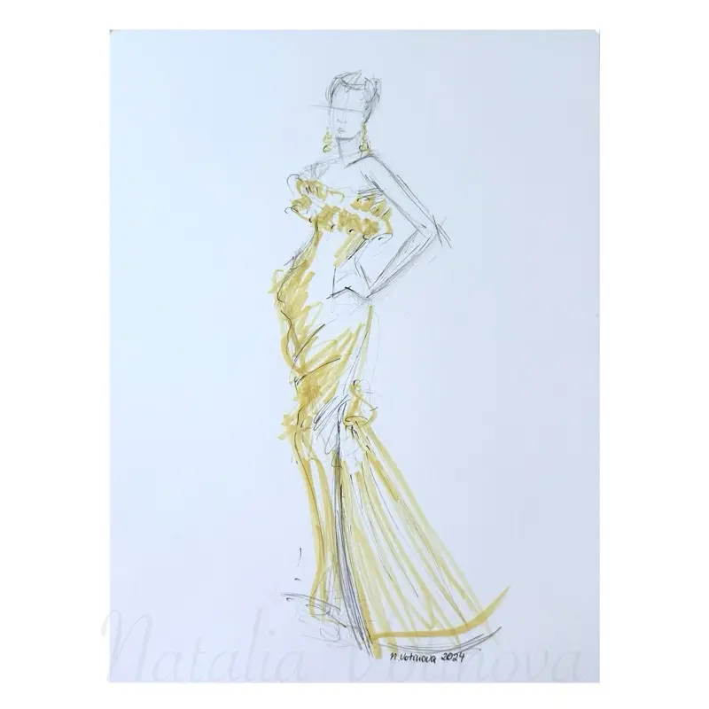 Fashion illustration by Natalia Votinova 9x12 - Original Artwork – Signed